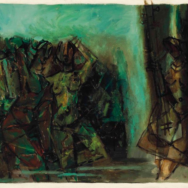 Maqbool Fida Husain — Без названия (танцоры и музыканты)