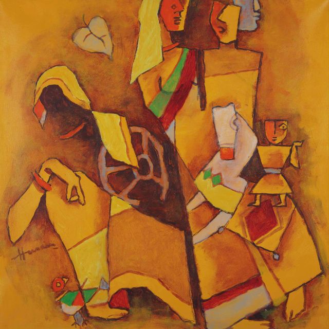 Maqbool Fida Husain — Без названия (Деревенская сцена)