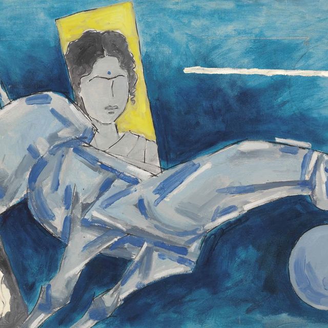 Maqbool Fida Husain — Без названия (автопортрет, Лошадь и дама)