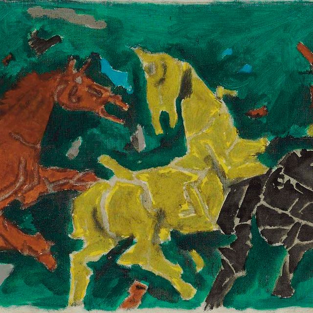 Maqbool Fida Husain — Без названия (Семь лошадей)