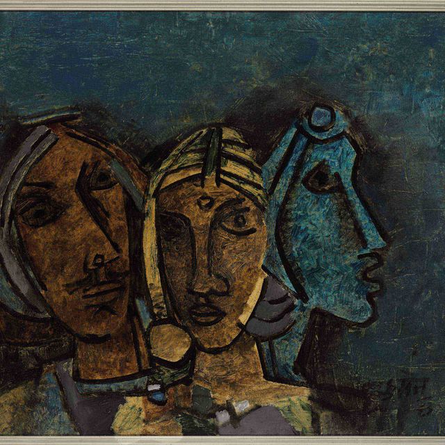 Maqbool Fida Husain — Без названия (Три головы - Раджастхан)