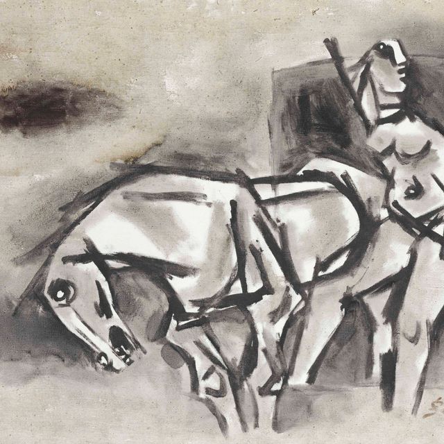 Maqbool Fida Husain — Женщина с лошадью
