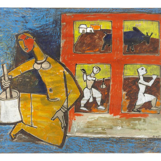 Maqbool Fida Husain — Без названия (Деревенские женщины)