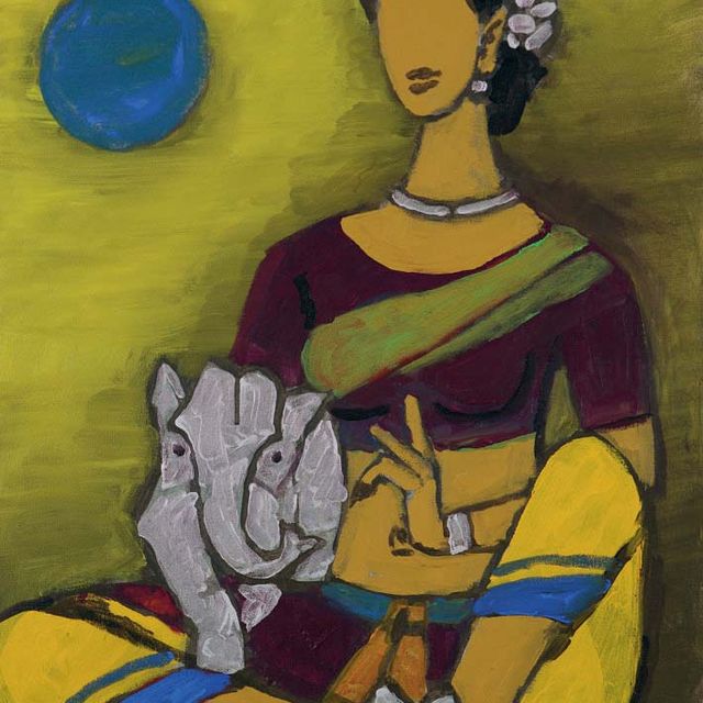 Maqbool Fida Husain — Без названия (Ганеша и Парвати)
