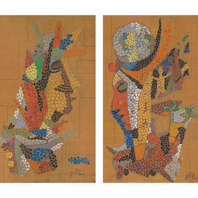 Maqbool Fida Husain — Без названия (этюды для мозаичной росписи)