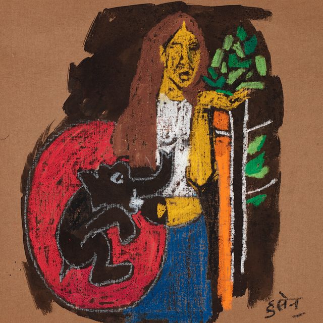 Maqbool Fida Husain — Без названия (Дама со слоном)