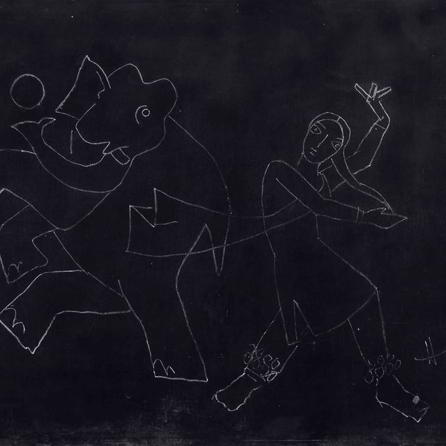 Maqbool Fida Husain — Без названия (Девочка и слон)