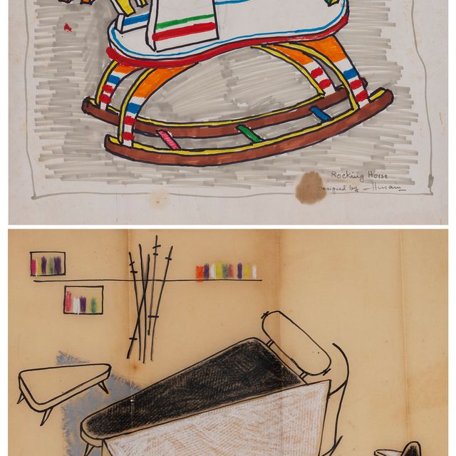 Maqbool Fida Husain — Ширак (Дизайн лошадки-качалки); Без названия (Дизайн мебели)