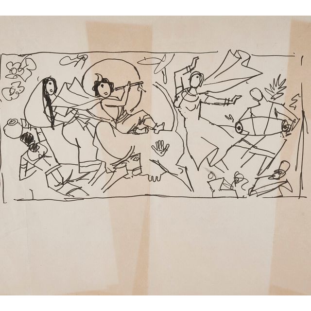 Maqbool Fida Husain — Без названия (серия "Радж"); Без названия (Кришна Лила); Без названия (Учеба для Арднарешвара)