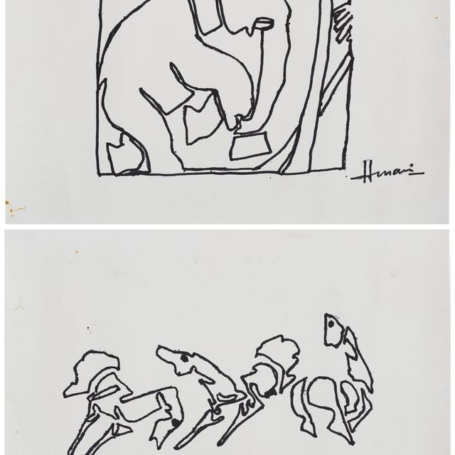 Maqbool Fida Husain — Без названия (Слон; Лошади)