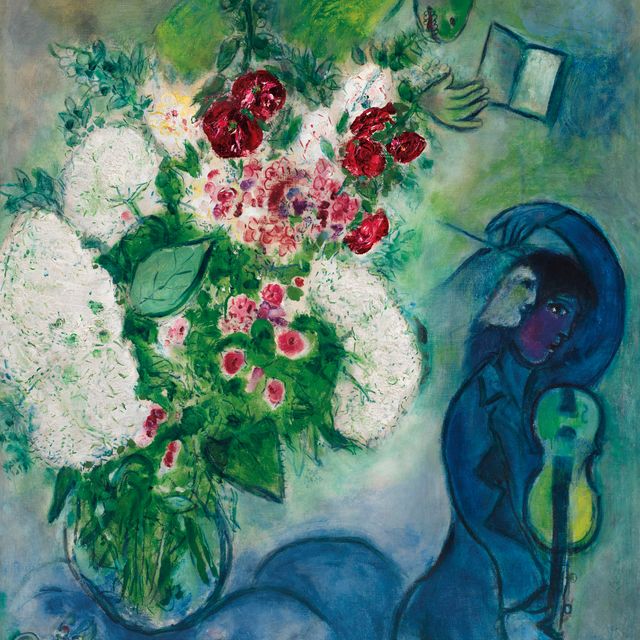 Marc Chagall — Белый букет с оттенками розы, жизни и музыки, цветов и фруктов