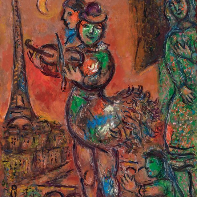 Marc Chagall — Виолончелистка-танцовщица у Парижского моста