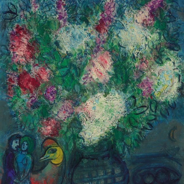 Marc Chagall — Цветы, нарисованные на вазе для цветов