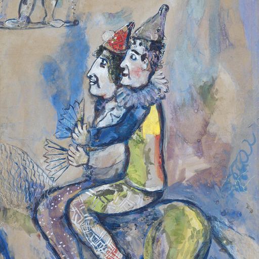 Marc Chagall — Пара клоунов на сцене (Цирк Воллара)