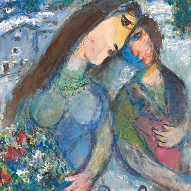 Marc Chagall — Пара в поезде вдвоем