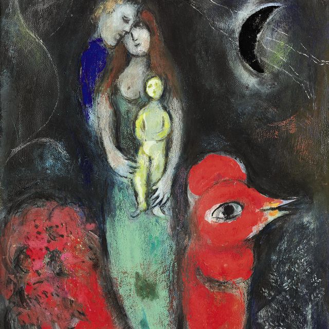 Marc Chagall — Семья и красное яблоко