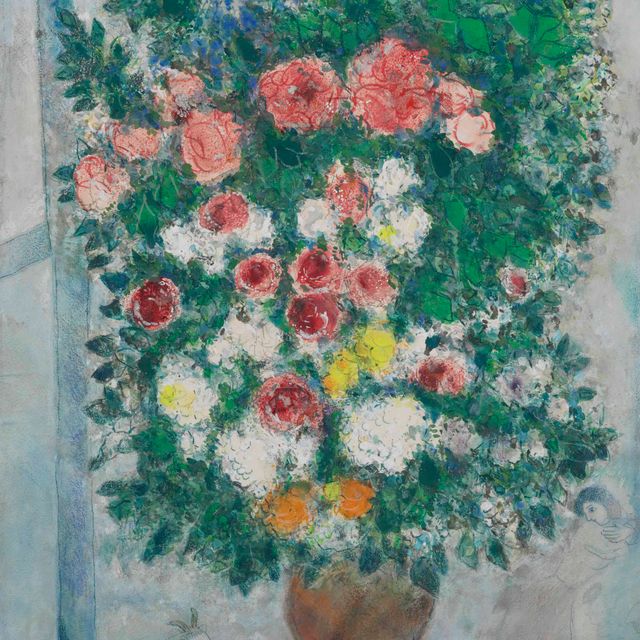 Marc Chagall — Ваза с цветами на потолке