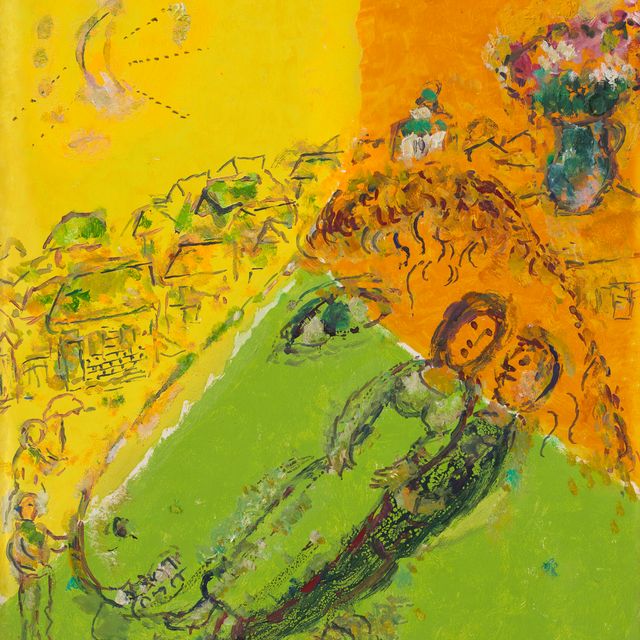 Marc Chagall — Пара танцует в профиль на одном