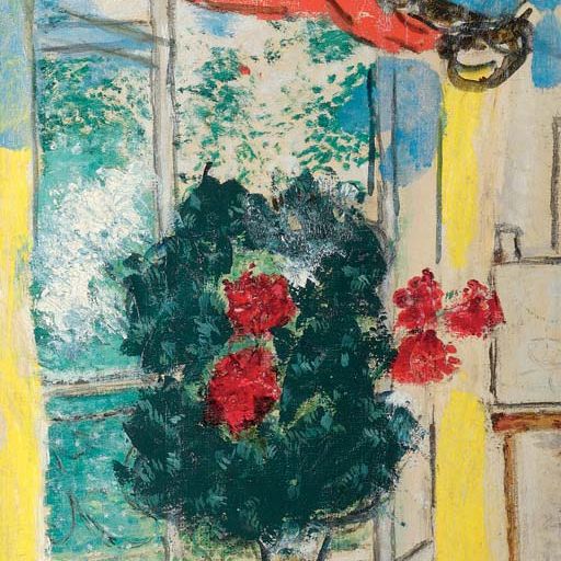 Marc Chagall — Розовые флеры у окна