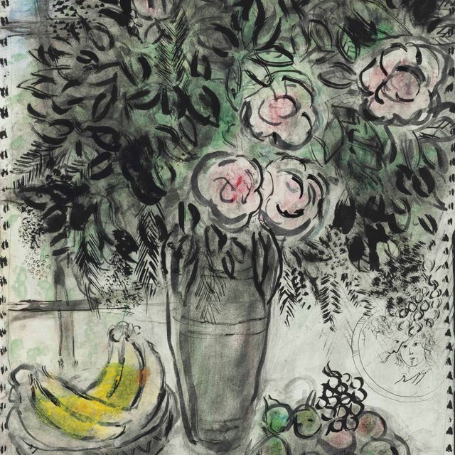 Marc Chagall — Смерть природы в медальоне или Розы и купэ из бананов