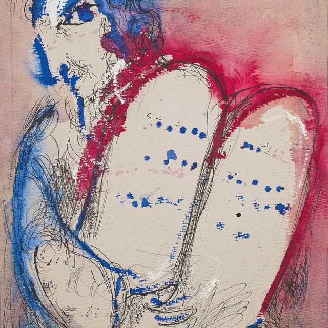 Marc Chagall — Моисей (подготовительный материал гуашью для литографии, М. 126 (Библейское изд.))