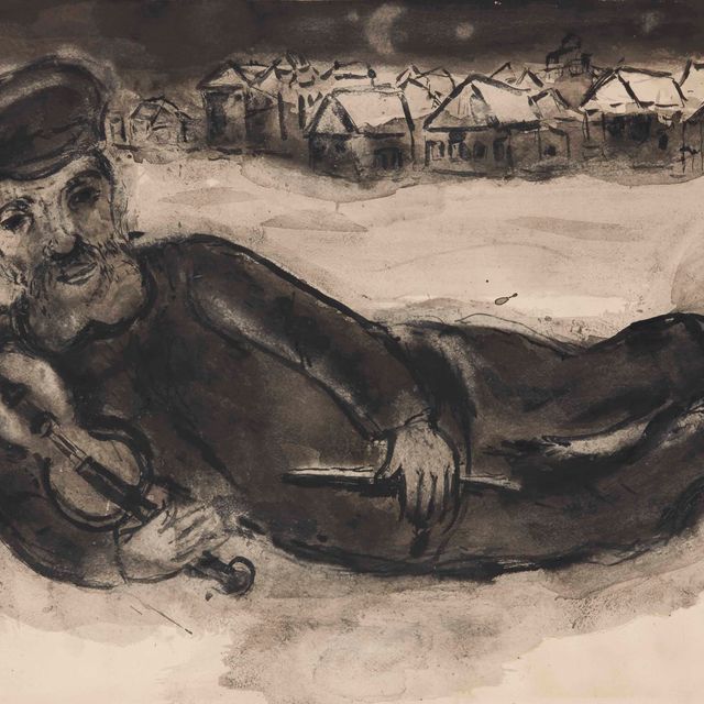 Marc Chagall — Виолончелистка и деревня