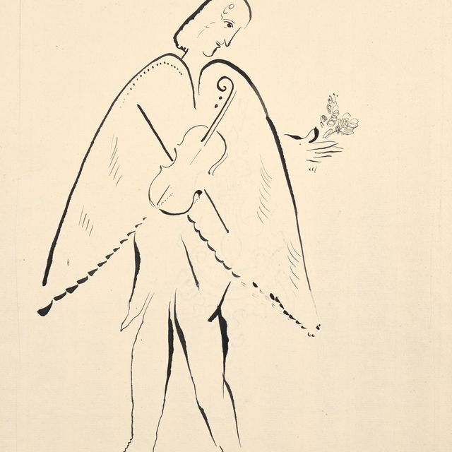 Marc Chagall — Виолончелистка Анж в программе концерта Бруно Вальтера в Парижской опере, 10 ноября 1938 года