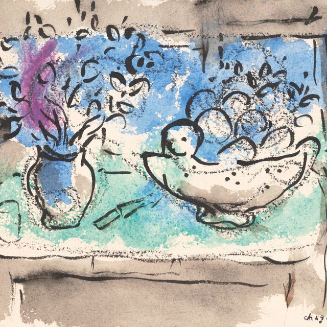Marc Chagall — Мертвая природа на вершине стола