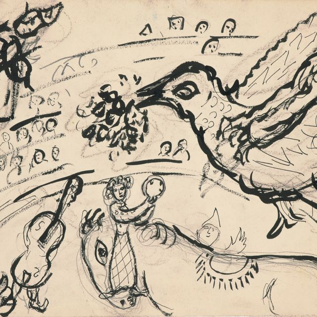 Marc Chagall — Эскиз для "Комедии дель Арте" (для фойе театра Франкфурта)