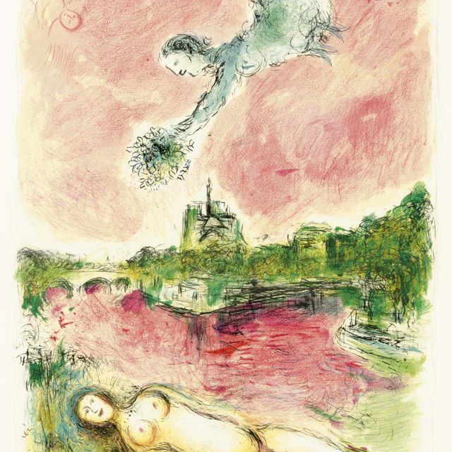 Marc Chagall — Вид на собор Парижской Богоматери (M. 977)