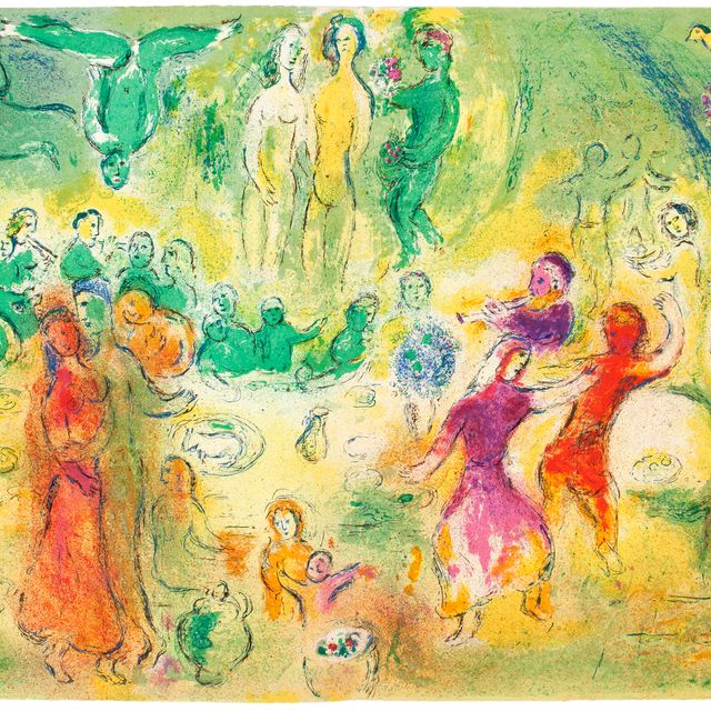 Marc Chagall — Праздничный свадебный танец в пещере нимф из "Дафниса и Хлои"