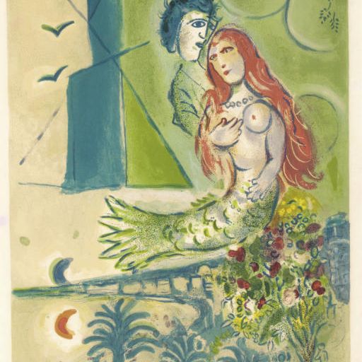 Marc Chagall — Сирена с поэтом из Ниццы и Лазурного берега Шарлем Сорлье (C.S. 27)