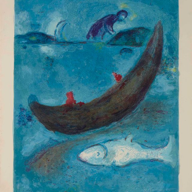 Marc Chagall — "Смерть дофина и трое в столетии", из книги "Дафнис и Хлоя" (М. 338; ср. С. книги 46)