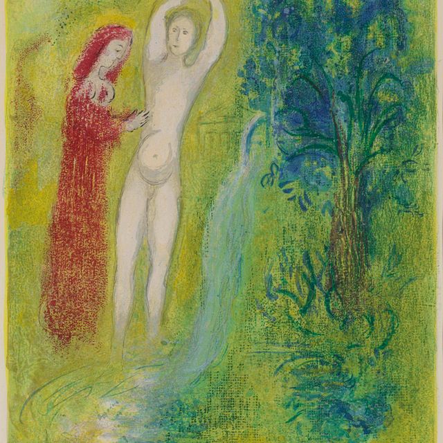 Marc Chagall — "Дафнис и Хлоя на берегу Лафонтена", из "Дафниса и Хлои" (М. 313; см. С. книги 46)