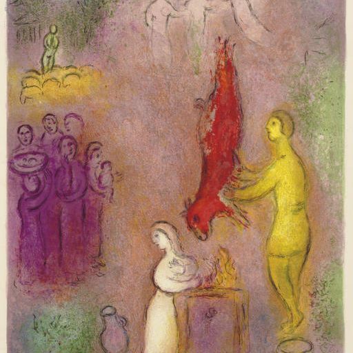 Marc Chagall — Жертвы, приносимые нимфам Дафнисом и Хлоей (М. 330; см. С. книги 46)