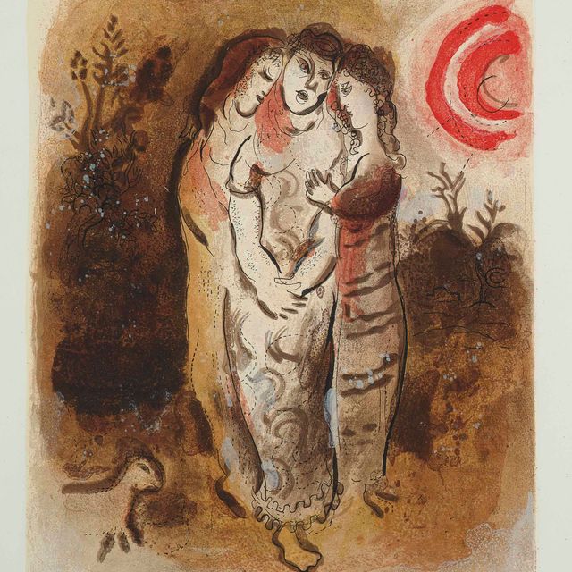 Marc Chagall — Ноэми и эти прекрасные девушки, из книги "Рисунки к Библии" (М. 245)