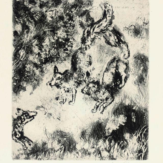 Marc Chagall — Четыре иллюстрации из: Жан де Лафонтен, "Басни" (см. 22-ю книгу Крамера)