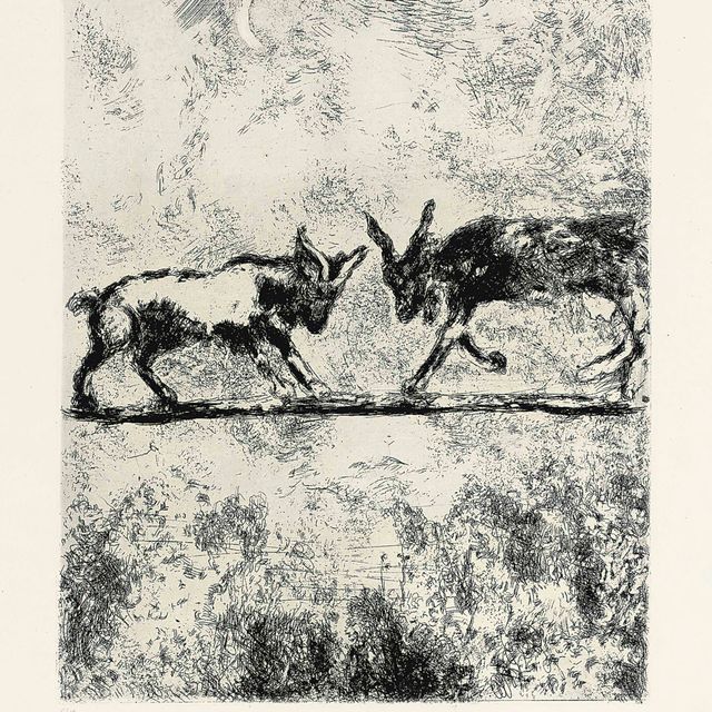 Marc Chagall — Четыре иллюстрации из: Жан де Лафонтен, "Басни" (см. 22-ю книгу Крамера)