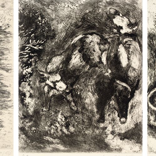 Marc Chagall — Три иллюстрации из "Басен де Лафонтена" (ср. С. 22 книги)