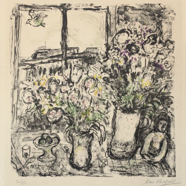 Marc Chagall — Цветы, украшающие окно, Париж, Аврил, 1967 (М. 478)