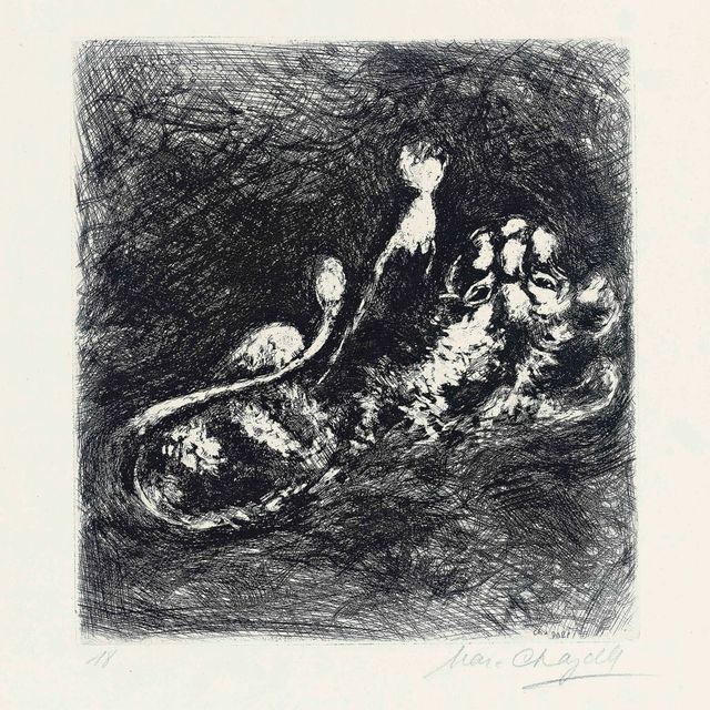 Marc Chagall — Три иллюстрации из: Жан де Лафонтен, "Басни" (см. 22-ю книгу Крамера)