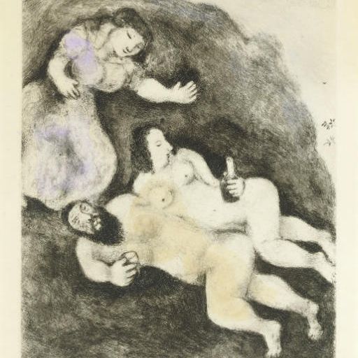 Marc Chagall — Дочери Лота напоили своего отца, из Библии II (см. кн. 30)
