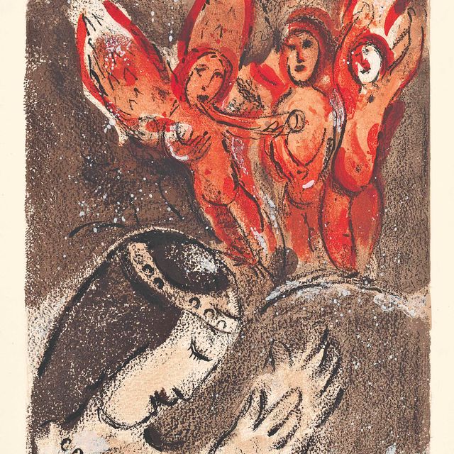 Marc Chagall — Сара и ангелы, из "Дессинов для Библии"