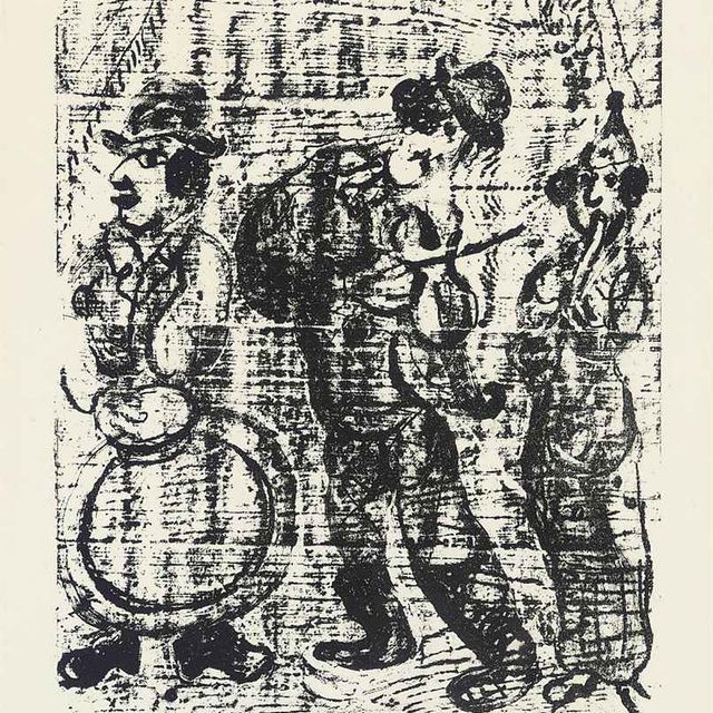 Marc Chagall — "Бродяги-музыканты", из литографий Шагала, том II (Мурло, 396)