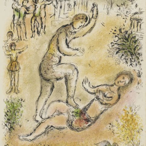 Marc Chagall — Битва между Улиссом и Ирусом из "Одиссеи II" (М. 810; см. книги Крамера 96)