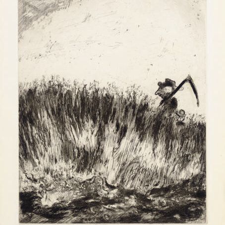 Marc Chagall — "Фермер и птицы" из басен Лафонтена и сопутствующая гравюра