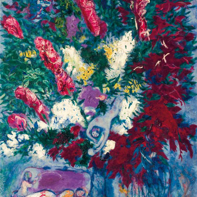 Marc Chagall — Ваза с цветами и персонажами
