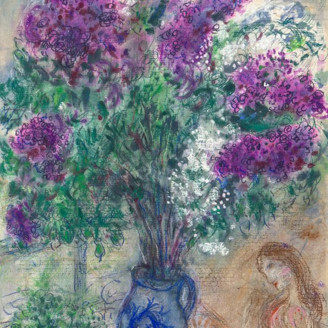 Marc Chagall — Великолепный букет лилий у самого окна