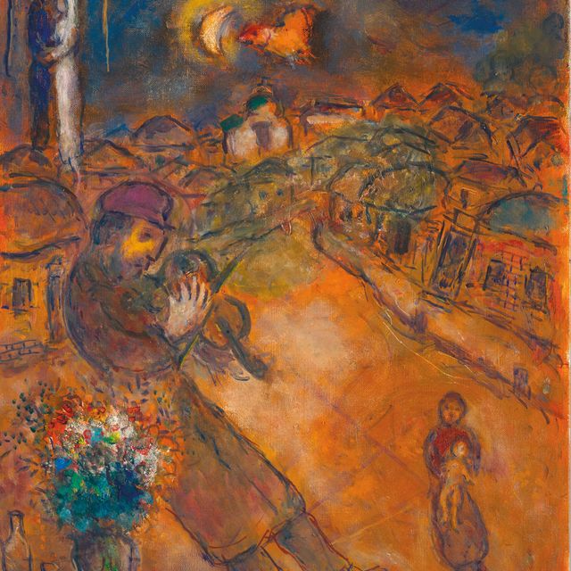 Marc Chagall — Виолонистка танцует в оранжевом свете Витебска