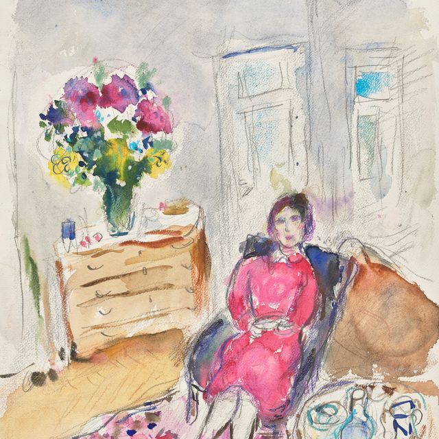 Marc Chagall — Женщина в розовом цвете в Сильсе